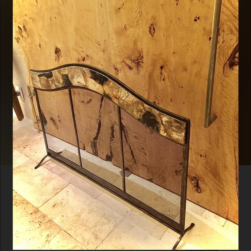 Stunning Gorgeous Petrified Wood Firescreen! NWT!